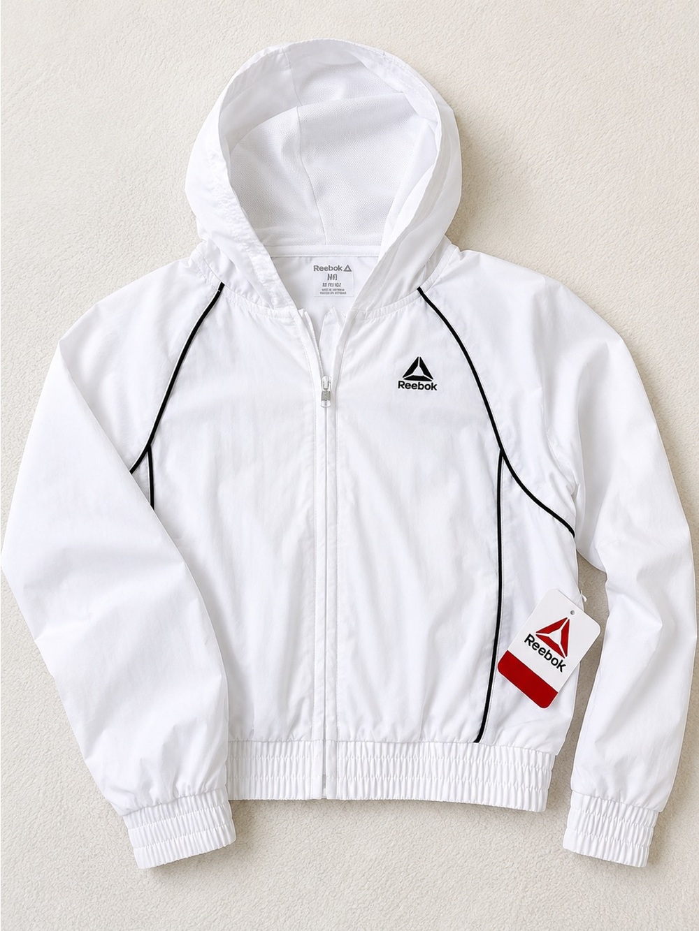 NWT Reebok Girls Breeze Full-Zip Hooded Windbreaker Jacket Lightweight